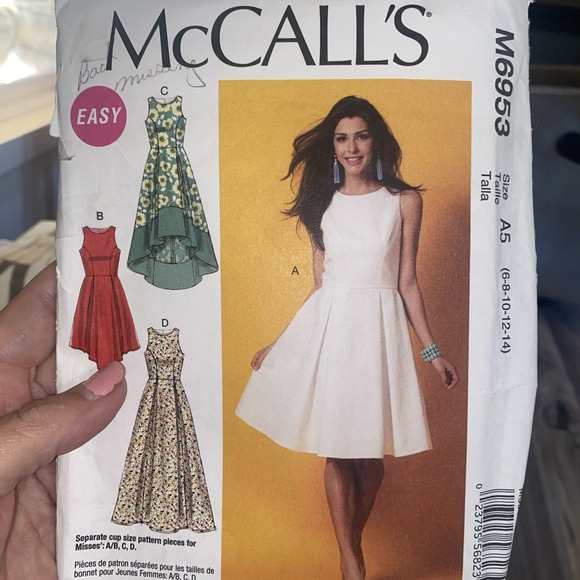 McCall's Other - McCalls M6953 Sewing Pattern Misses Dress Pleated Skirt Size 6-14 Cut Complete